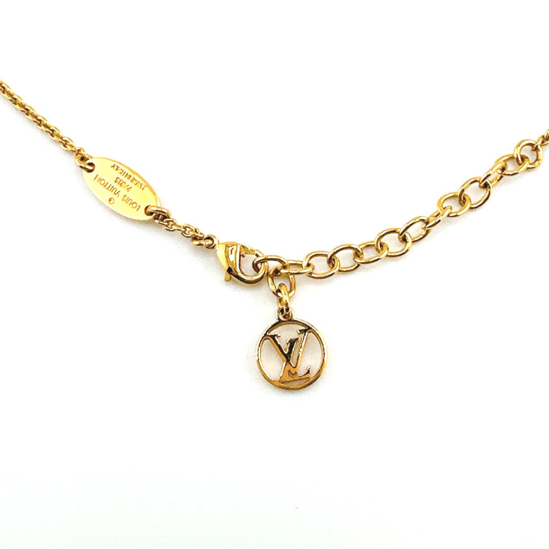 LOUIS VUITTON Necklace M61083 Gold Plated gold Necklace Adjustable length Essential V Women Used Authentic