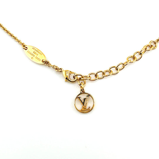 LOUIS VUITTON Necklace M61083 Gold Plated gold Necklace Adjustable length Essential V Women Used Authentic