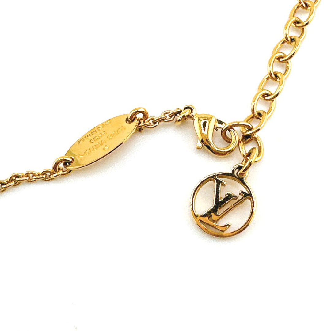 LOUIS VUITTON Necklace M61083 Gold Plated gold Necklace Adjustable length Essential V Women Used Authentic