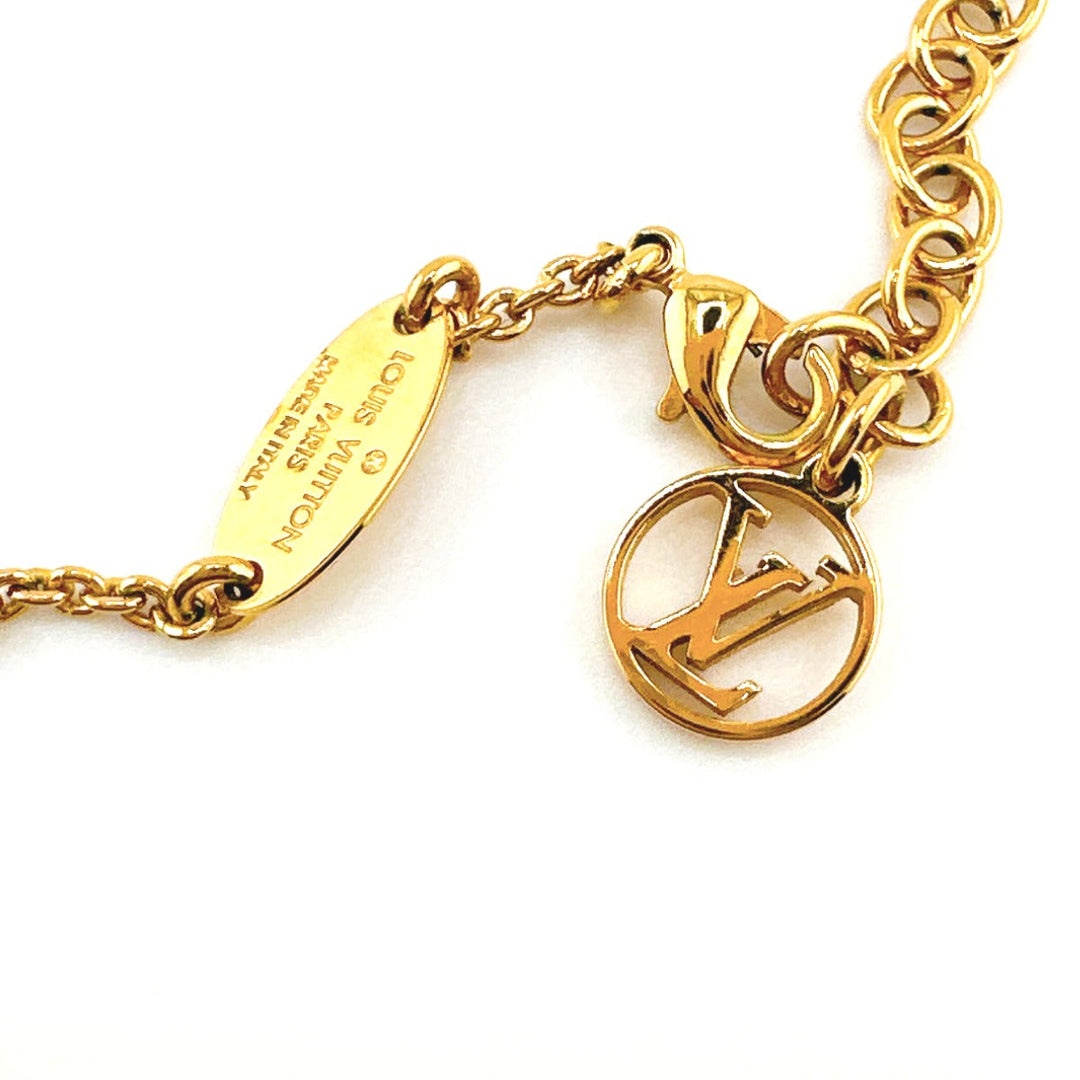 LOUIS VUITTON Necklace M61083 Gold Plated gold Necklace Adjustable length Essential V Women Used Authentic