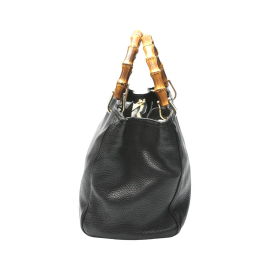 GUCCI Handbag 323660 leather black 2WAY bag leather Bamboo shopper Women Used Authentic