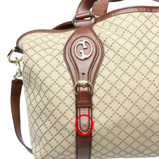 GUCCI Tote Bag 282346 canvas Antique brown 2WAYShoulder Bag Diamante Women Used Authentic