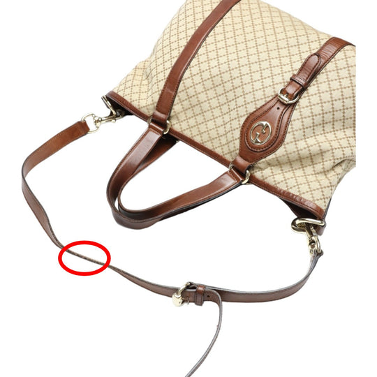 GUCCI Tote Bag 282346 canvas Antique brown 2WAYShoulder Bag Diamante Women Used Authentic