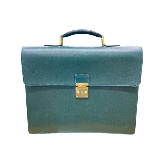 LOUIS VUITTON Business bag M30034 leather green Documents bag Epithea Taiga Moskova mens Used Authentic