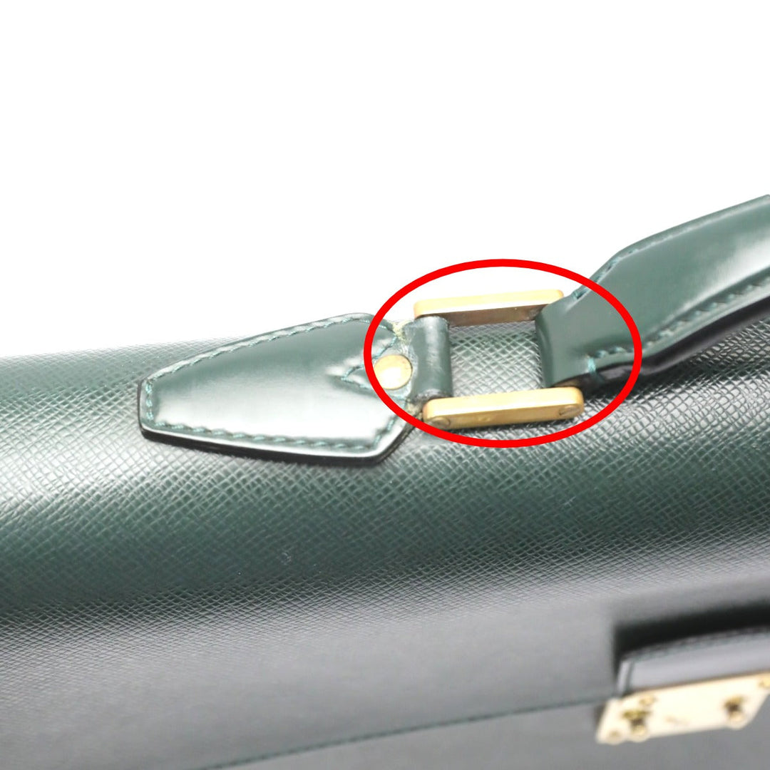 LOUIS VUITTON Business bag M30034 leather green Documents bag Epithea Taiga Moskova mens Used Authentic