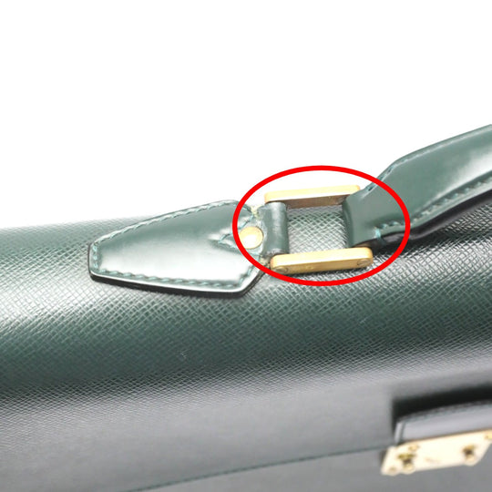 LOUIS VUITTON Business bag M30034 leather green Documents bag Epithea Taiga Moskova mens Used Authentic