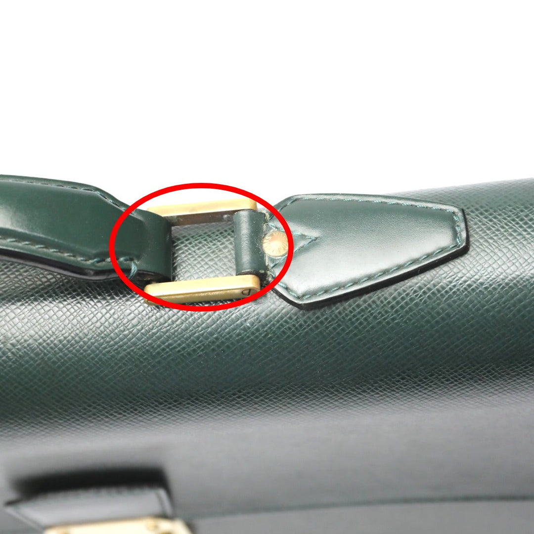 LOUIS VUITTON Business bag M30034 leather green Documents bag Epithea Taiga Moskova mens Used Authentic