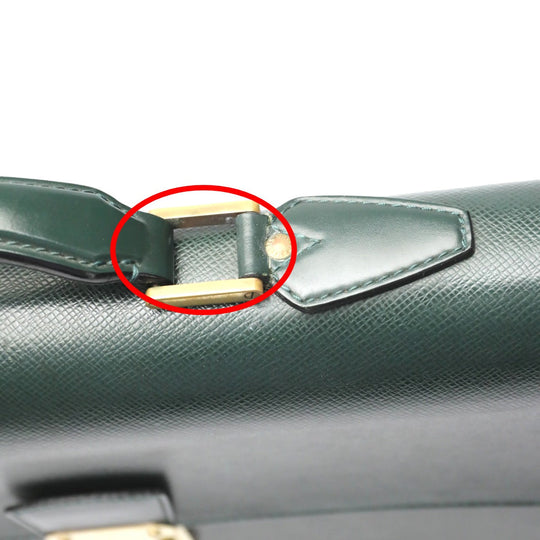 LOUIS VUITTON Business bag M30034 leather green Documents bag Epithea Taiga Moskova mens Used Authentic