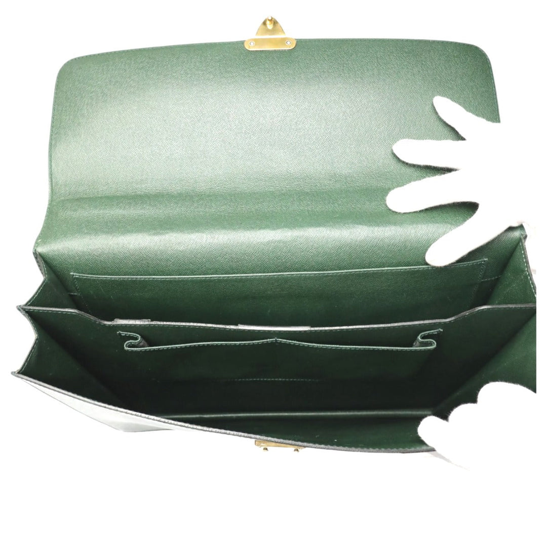 LOUIS VUITTON Business bag M30034 leather green Documents bag Epithea Taiga Moskova mens Used Authentic