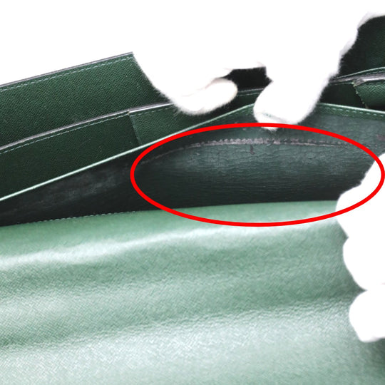 LOUIS VUITTON Business bag M30034 leather green Documents bag Epithea Taiga Moskova mens Used Authentic