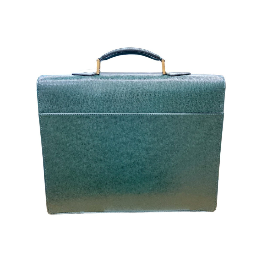 LOUIS VUITTON Business bag M30034 leather green Documents bag Epithea Taiga Moskova mens Used Authentic