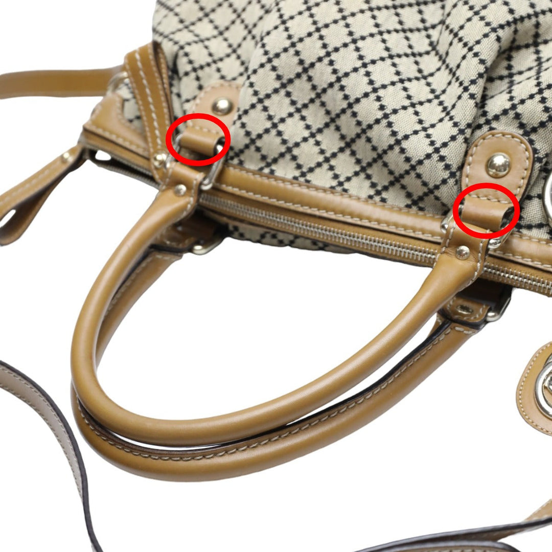 GUCCI Tote Bag 247902 canvas Beige x brown 2WAYShoulder Bag Diamante Women Used Authentic