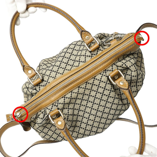 GUCCI Tote Bag 247902 canvas Beige x brown 2WAYShoulder Bag Diamante Women Used Authentic