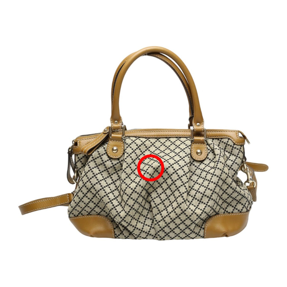 GUCCI Tote Bag 247902 canvas Beige x brown 2WAYShoulder Bag Diamante Women Used Authentic