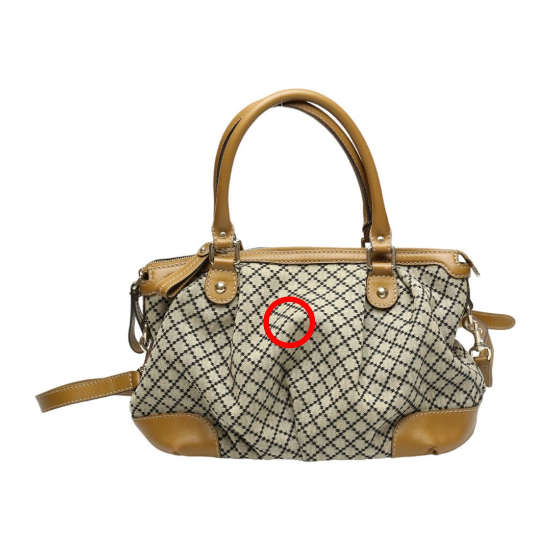 GUCCI Tote Bag 247902 canvas Beige x brown 2WAYShoulder Bag Diamante Women Used Authentic