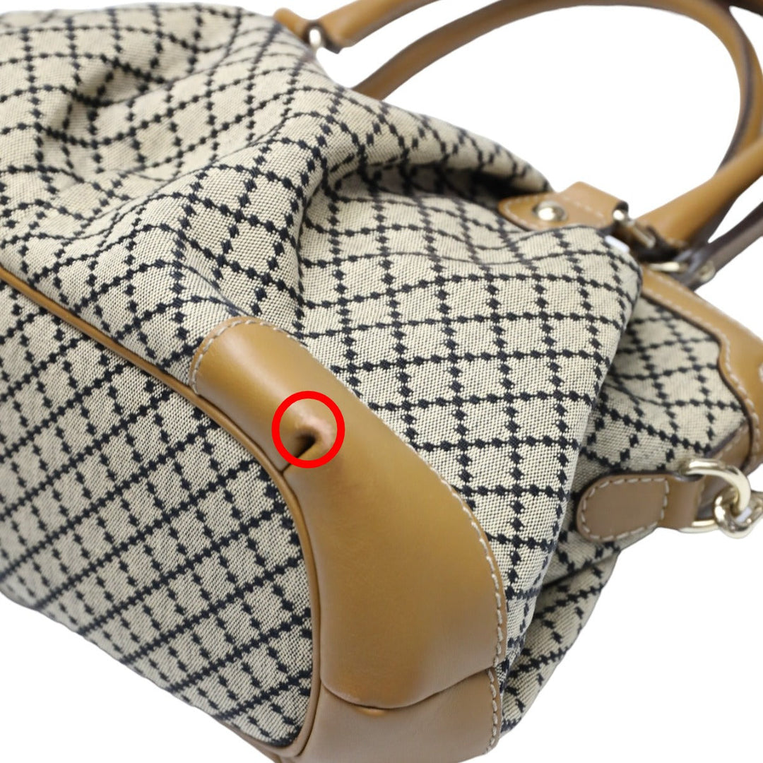 GUCCI Tote Bag 247902 canvas Beige x brown 2WAYShoulder Bag Diamante Women Used Authentic