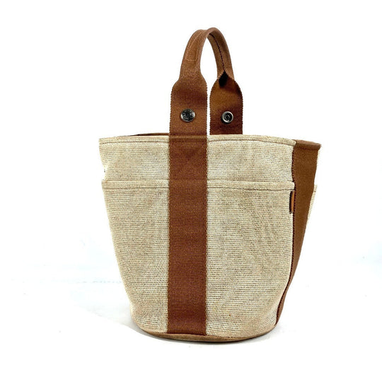 HERMES Handbag canvas Brown Sakso PM Women Used Authentic