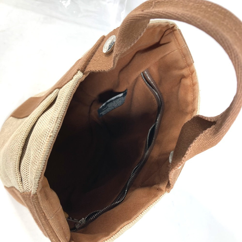 HERMES Handbag canvas Brown Sakso PM Women Used Authentic