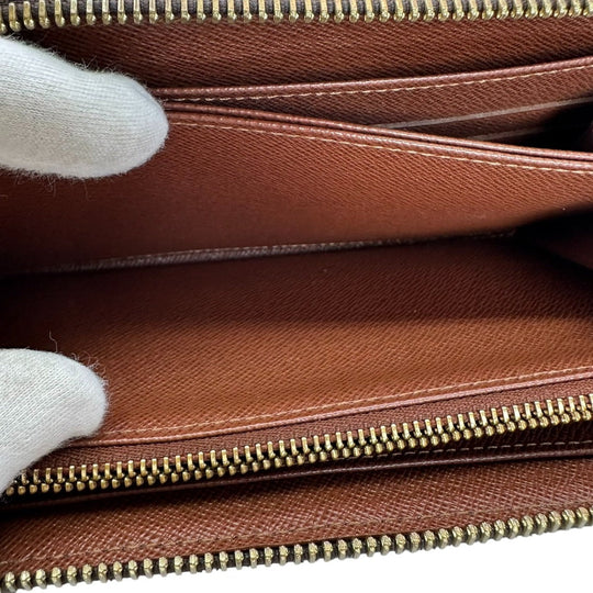 LOUIS VUITTON Long Wallet Purse M60017  Monogram canvas, leather Brown Zippy wallet Monogram Zip Around Women(Unisex) Used Authentic