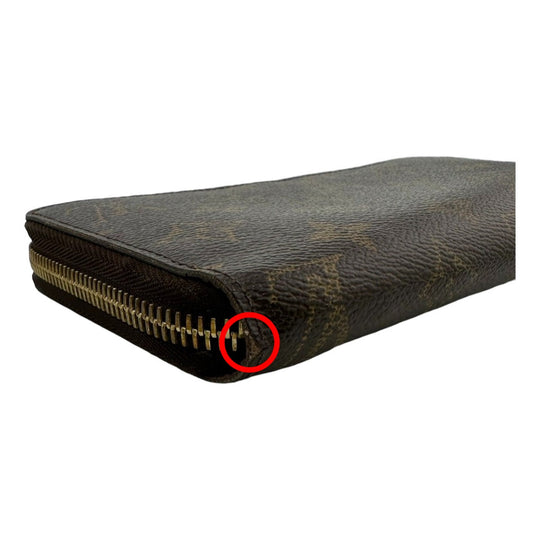 LOUIS VUITTON Long Wallet Purse M60017  Monogram canvas, leather Brown Zippy wallet Monogram Zip Around Women(Unisex) Used Authentic
