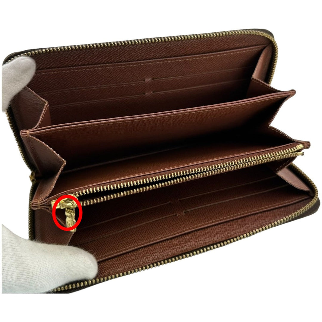 LOUIS VUITTON Long Wallet Purse M60017  Monogram canvas, leather Brown Zippy wallet Monogram Zip Around Women(Unisex) Used Authentic
