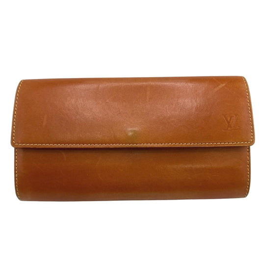 LOUIS VUITTON Long Wallet Purse M85039 leather Camel Zip Around Nomad Portefeuille Sara Women Used Authentic