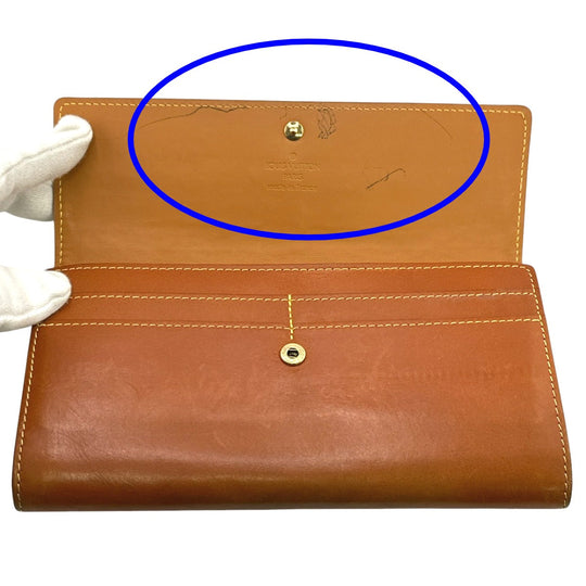 LOUIS VUITTON Long Wallet Purse M85039 leather Camel Zip Around Nomad Portefeuille Sara Women Used Authentic