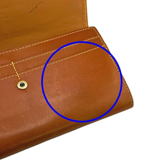 LOUIS VUITTON Long Wallet Purse M85039 leather Camel Zip Around Nomad Portefeuille Sara Women Used Authentic