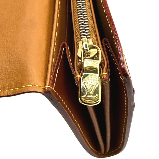 LOUIS VUITTON Long Wallet Purse M85039 leather Camel Zip Around Nomad Portefeuille Sara Women Used Authentic