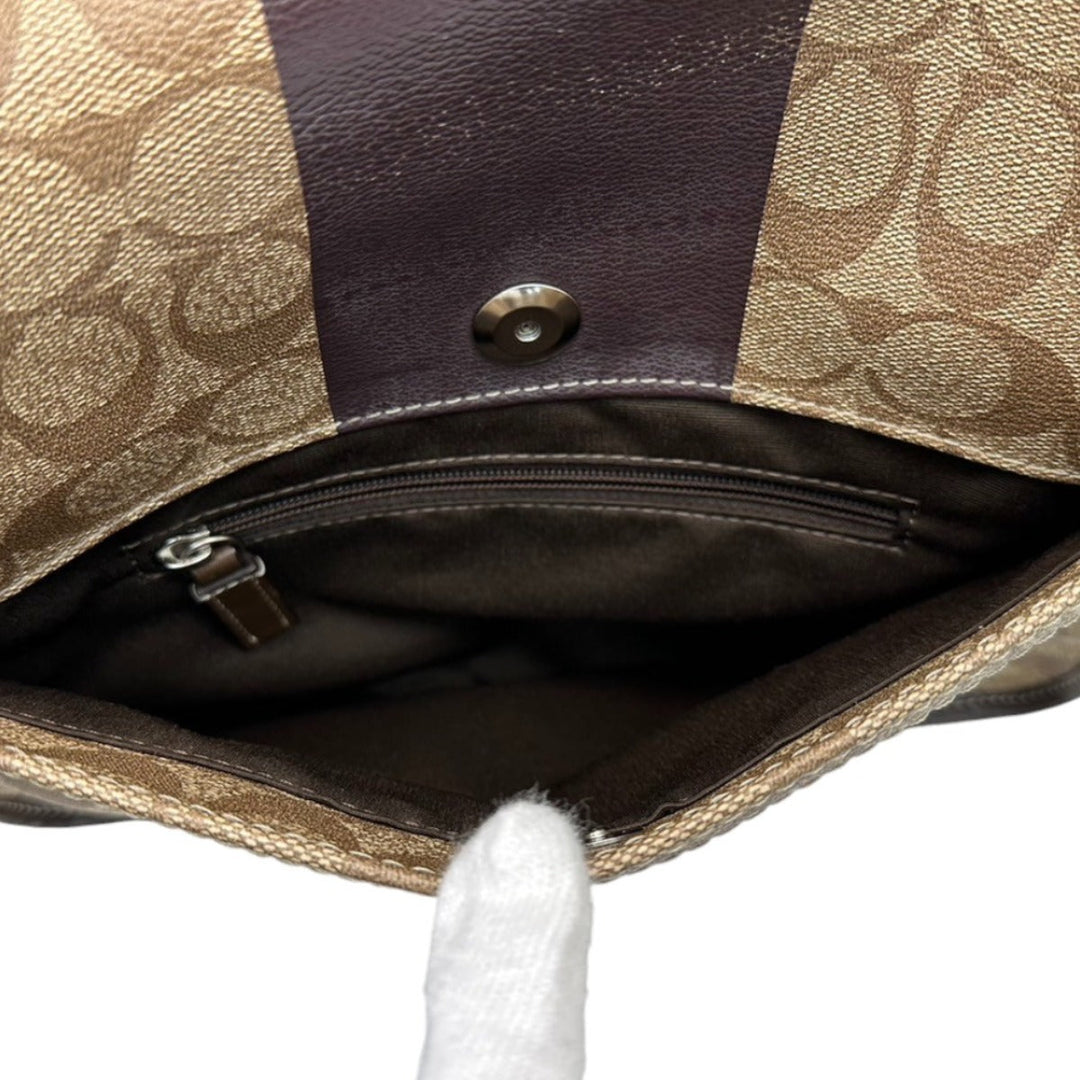 COACH Shoulder Bag F70432 PVC / leather Brown Messenger bag Signature Women Used Authentic