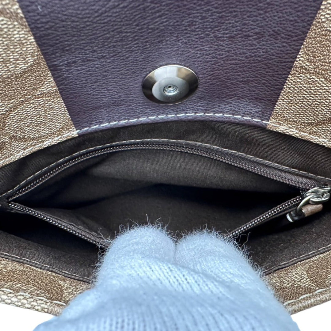 COACH Shoulder Bag F70432 PVC / leather Brown Messenger bag Signature Women Used Authentic