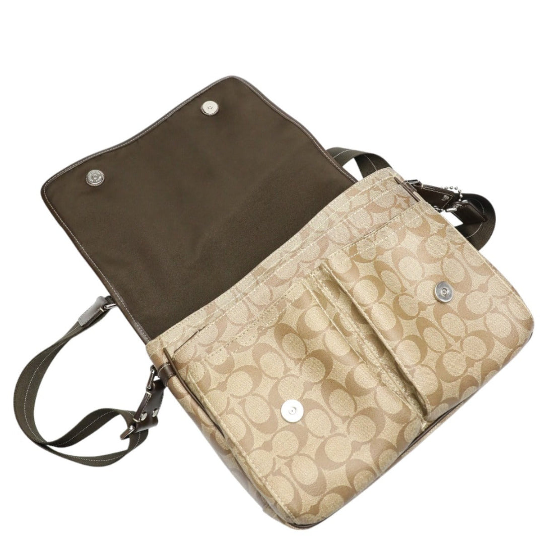 COACH Shoulder Bag F70432 PVC / leather Brown Messenger bag Signature Women Used Authentic