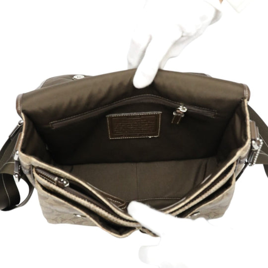 COACH Shoulder Bag F70432 PVC / leather Brown Messenger bag Signature Women Used Authentic