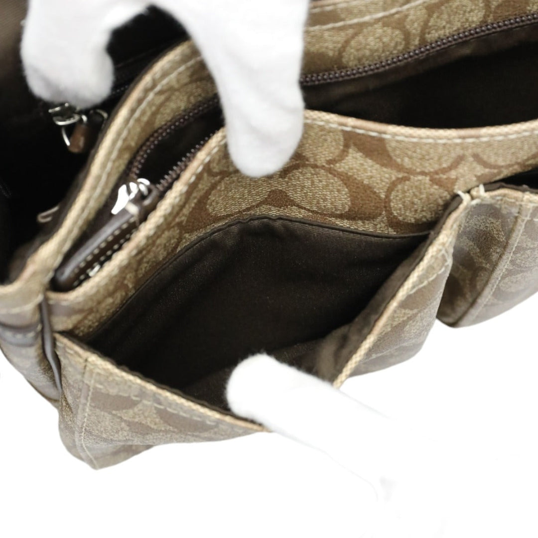 COACH Shoulder Bag F70432 PVC / leather Brown Messenger bag Signature Women Used Authentic