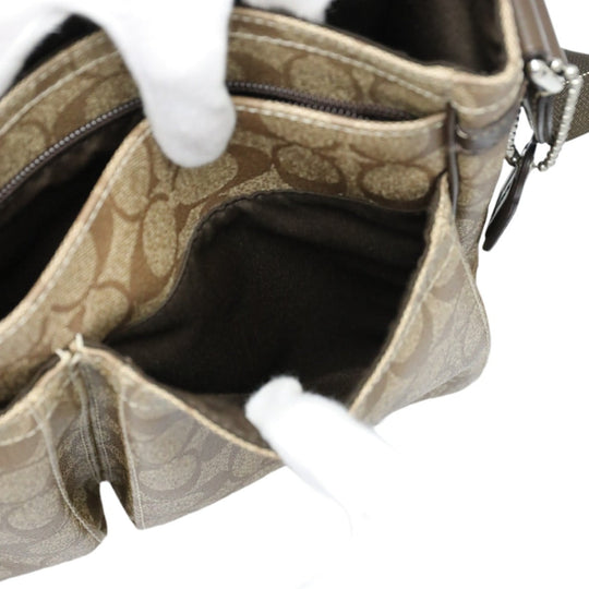 COACH Shoulder Bag F70432 PVC / leather Brown Messenger bag Signature Women Used Authentic