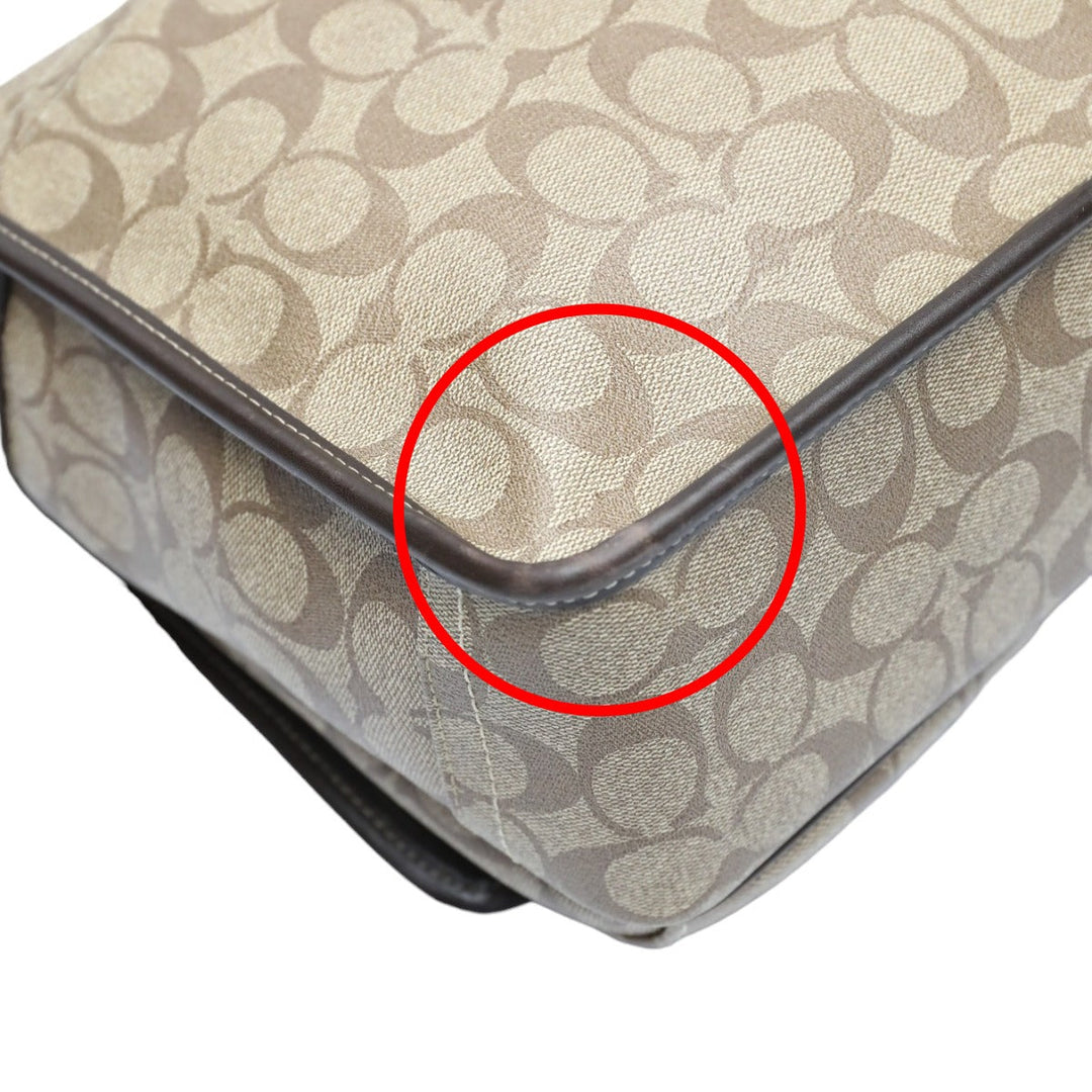 COACH Shoulder Bag F70432 PVC / leather Brown Messenger bag Signature Women Used Authentic