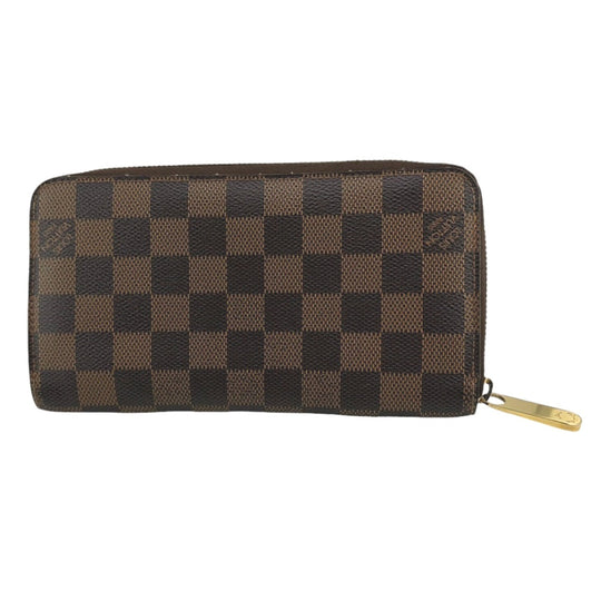 LOUIS VUITTON Long Wallet Purse N60015 Damier canvas Ebene Damier Zip Around