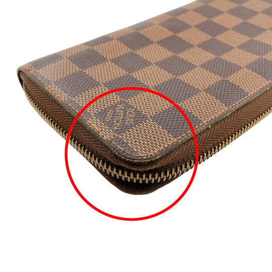 LOUIS VUITTON Long Wallet Purse N60015 Damier canvas Ebene Damier Zip Around