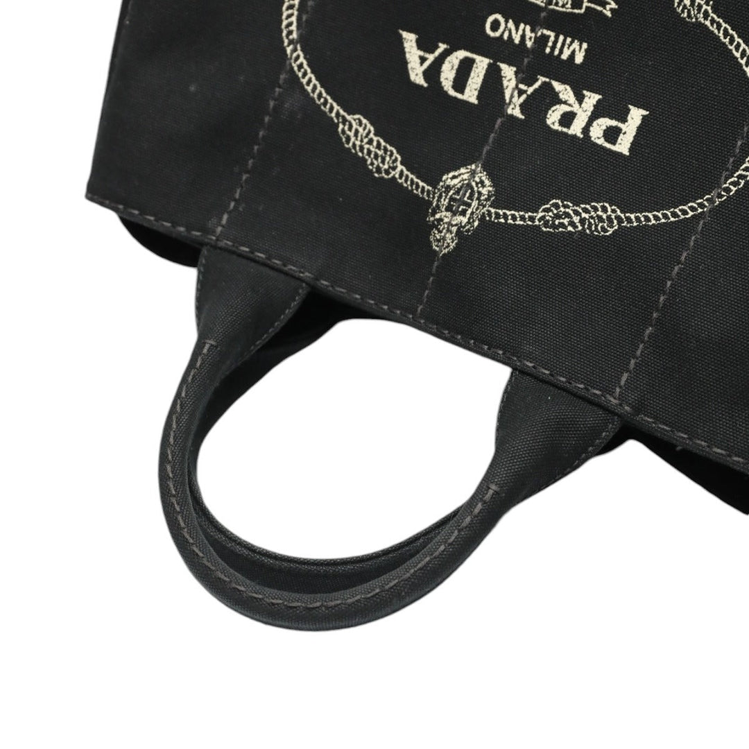 PRADA Tote Bag 1BG642 canvas black 2WAY bag Shoulder Bag Kanapa GM Women Used Authentic