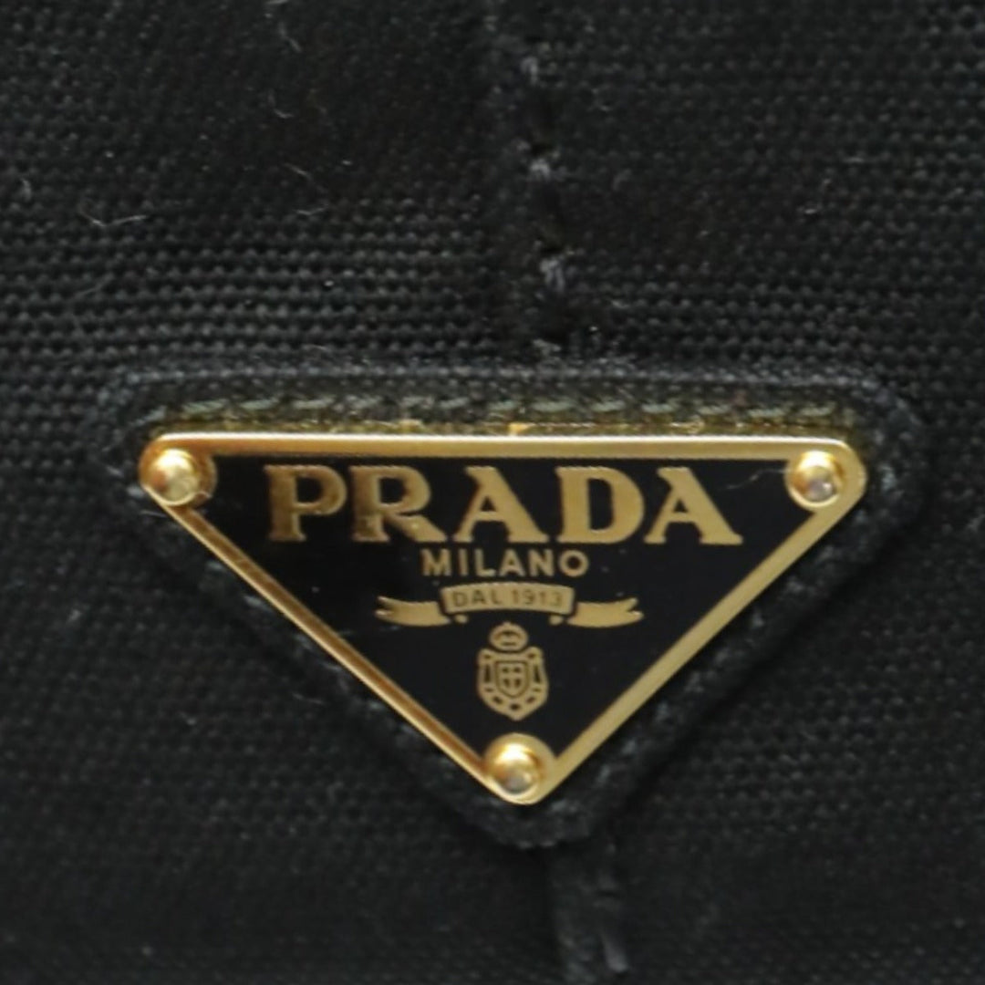 PRADA Tote Bag 1BG642 canvas black 2WAY bag Shoulder Bag Kanapa GM Women Used Authentic