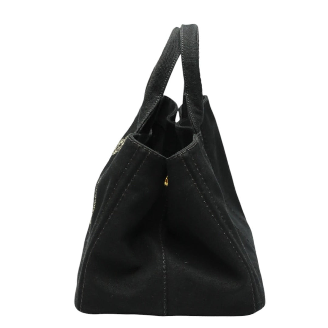 PRADA Tote Bag 1BG642 canvas black 2WAY bag Shoulder Bag Kanapa GM Women Used Authentic