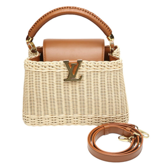 LOUIS VUITTON Shoulder Bag M22173 Leather, Rattan Brown x beige Capusine BB Leather x Rattan Women Used Authentic