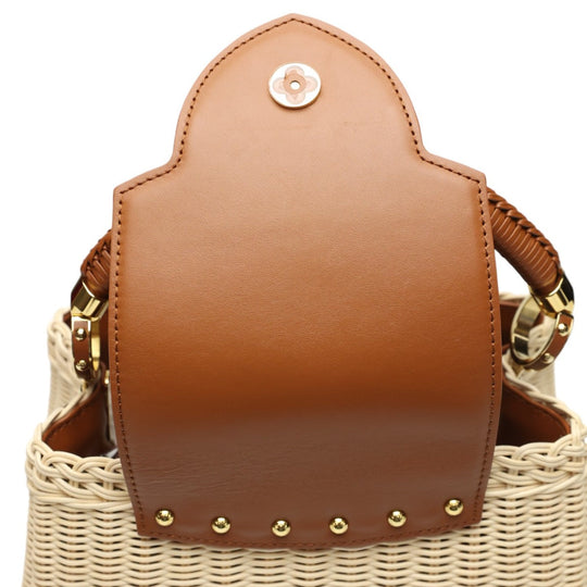 LOUIS VUITTON Shoulder Bag M22173 Leather, Rattan Brown x beige Capusine BB Leather x Rattan Women Used Authentic