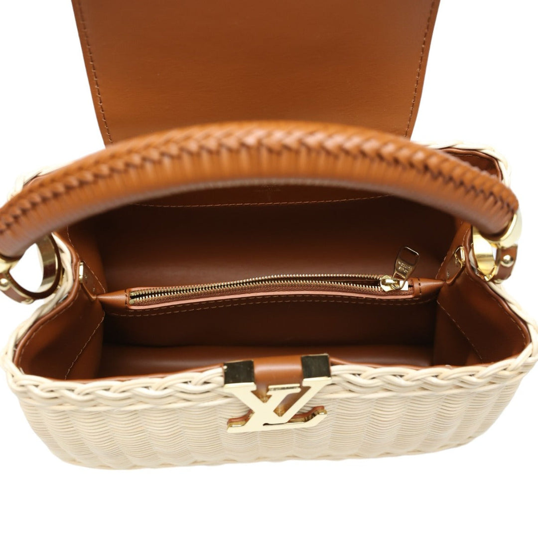 LOUIS VUITTON Shoulder Bag M22173 Leather, Rattan Brown x beige Capusine BB Leather x Rattan Women Used Authentic