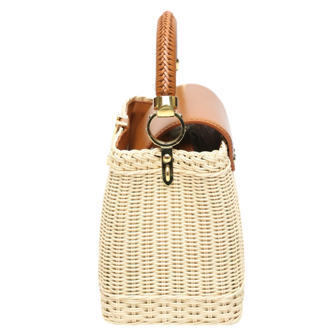 LOUIS VUITTON Shoulder Bag M22173 Leather, Rattan Brown x beige Capusine BB Leather x Rattan Women Used Authentic
