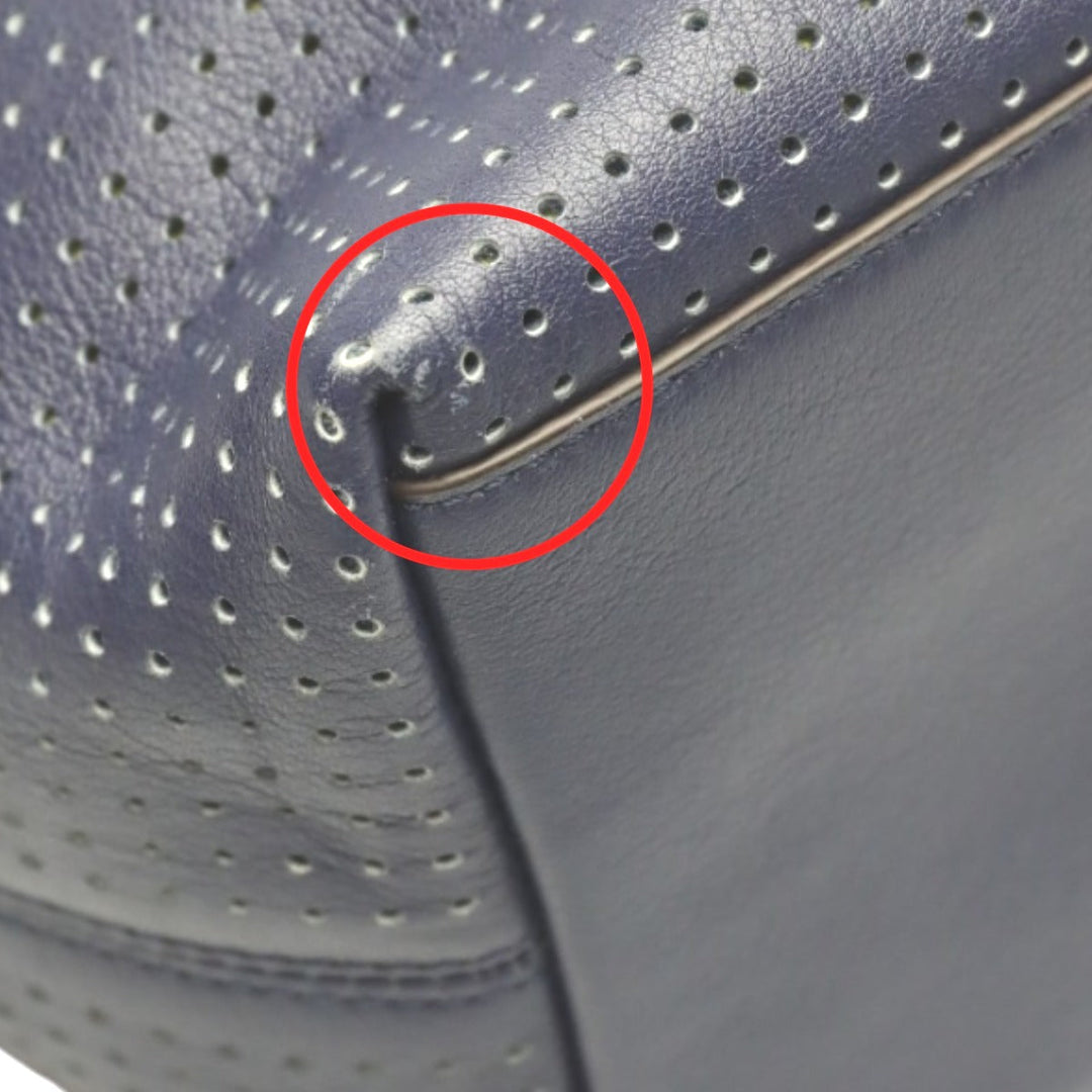 COACH Shoulder Bag F22762 leather Navy Shoulder Bag fringe Crossbody Women Used Authentic