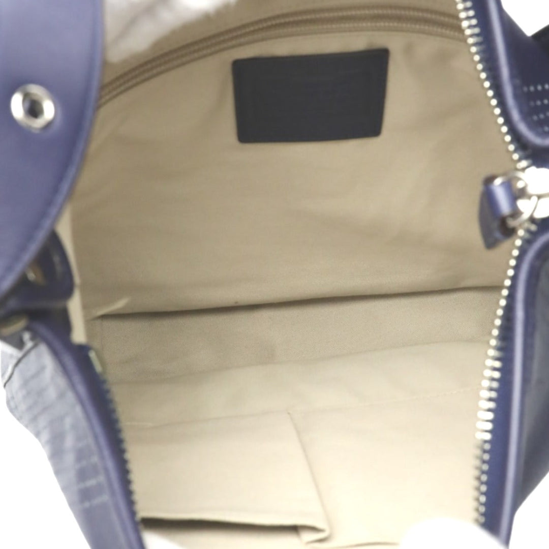 COACH Shoulder Bag F22762 leather Navy Shoulder Bag fringe Crossbody Women Used Authentic