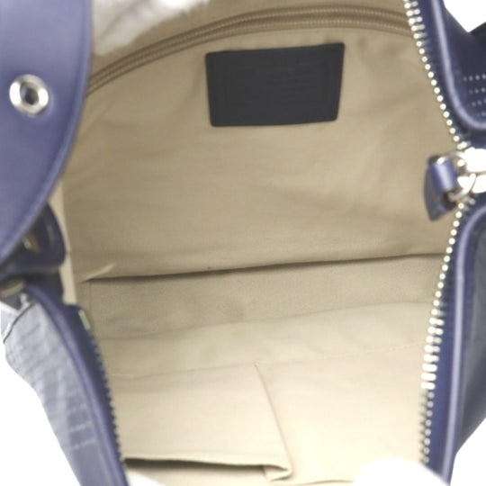 COACH Shoulder Bag F22762 leather Navy Shoulder Bag fringe Crossbody Women Used Authentic