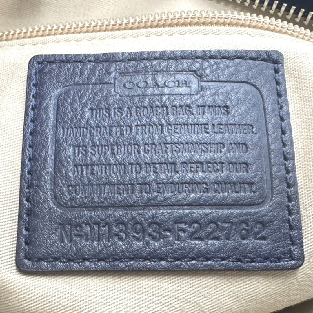 COACH Shoulder Bag F22762 leather Navy Shoulder Bag fringe Crossbody Women Used Authentic