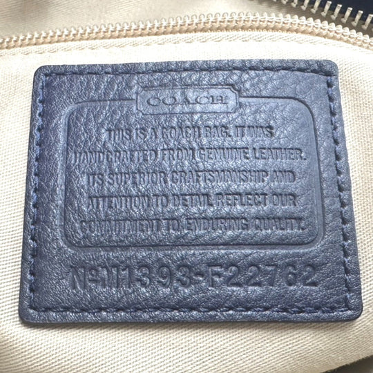 COACH Shoulder Bag F22762 leather Navy Shoulder Bag fringe Crossbody Women Used Authentic